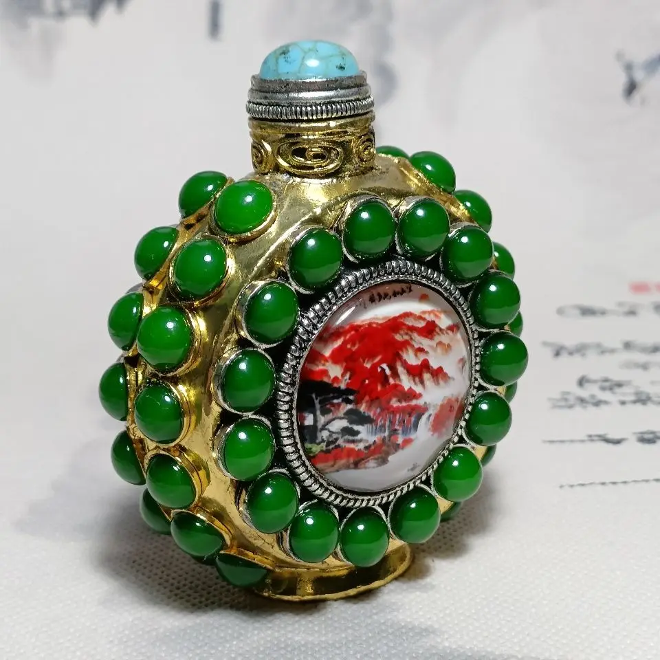 Pendant with Double-sided Glows at night Landscape map Sniffer bottle Handmade Locket Classical Ornament Charm Accessories