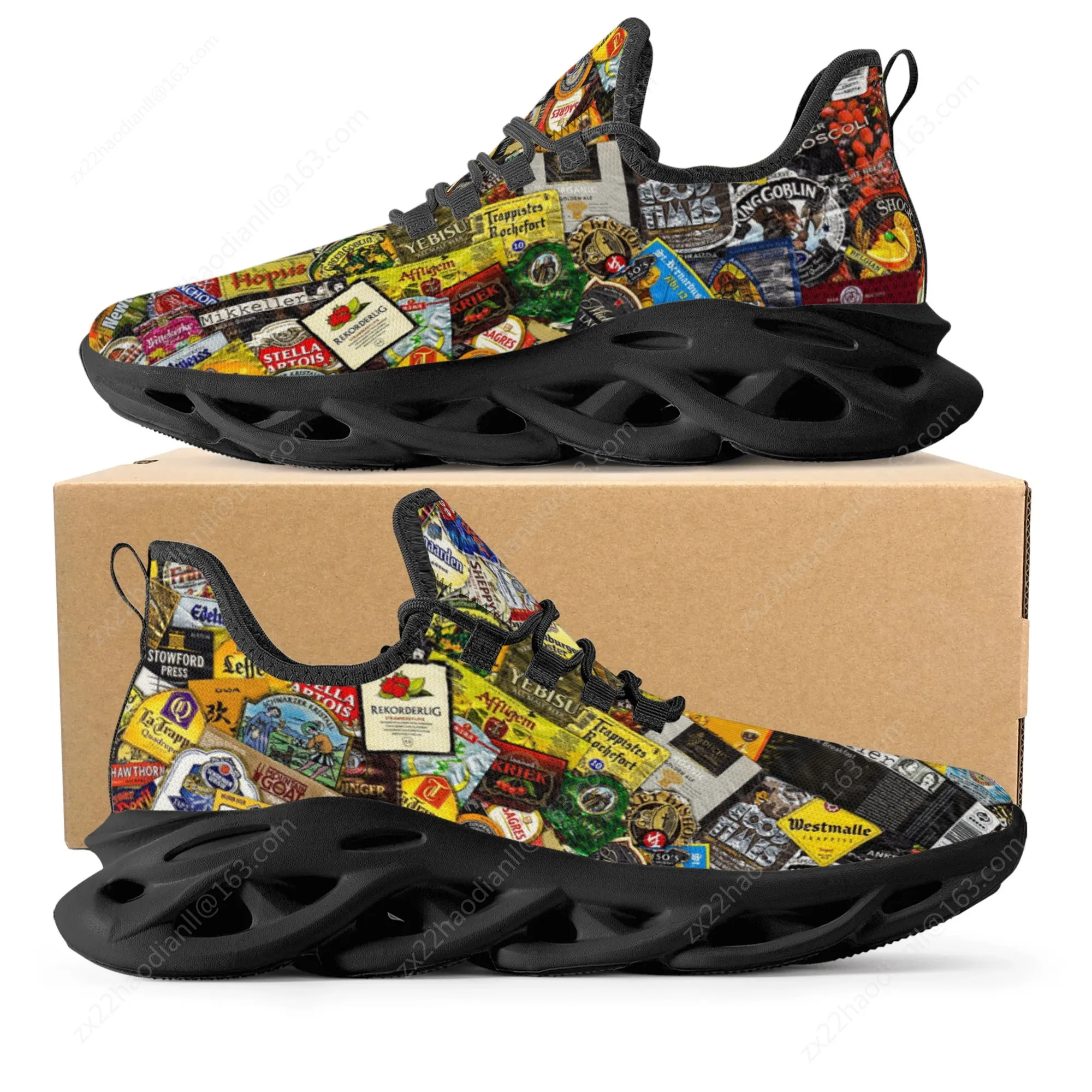 Beer Print Design Fashion Funny Hot Sneakers Mens Womens Teenagers Breathable Mesh Casual Running Shoes Lace-Up Basketball Shoe