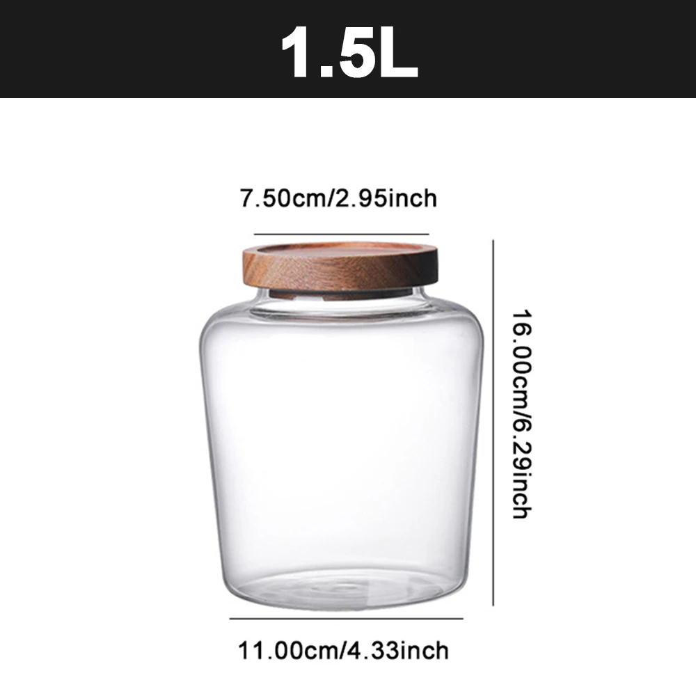 Glass Airtight Kitchen Storage Canister with Wood Lid