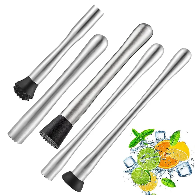StainlessSteelCocktailMuddlerMixingSpoonIceHomeBarToolsDIY