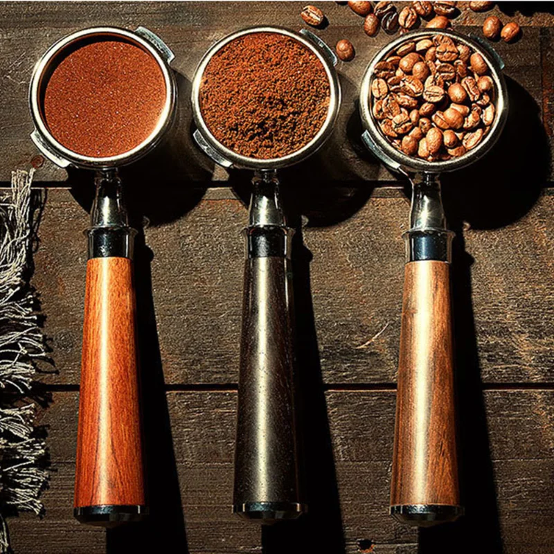 Portafiltro Senza Fondo Da 58 Mm Con 2 Orecchie Per Macchine Da Caffè Espresso Gaggia, Con Schermo Puck E Cestello Filtro Portafiltro In Acciaio Inossidabile Al 100%, Manico In Noce - Foto 9