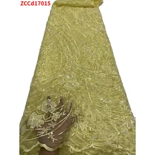 

Wonderful Ankara Bead Piece Lace Fabrics Elegant ​African Breathable Tulle ​Cloth Party Dress 5 Yards/Lot ZCCd17015