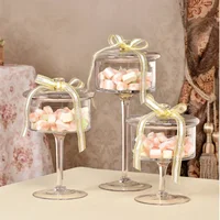 European Glass Cake and Candy Can Transparent Bulk Cans with High Tray Creative Dustproof Dessert Storage for Weddings and Home 2