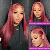 250 Density 99J Burgundy 13x6 Lace Frontal Human Hair Wigs Brazilian Colored 30 40 Inch Straight Red Lace Front Wigs Human Hair 2