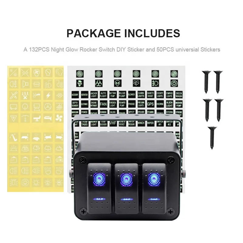 Nilight 4 Gang Rocker Switch Box 12V SPST ON Off Switch PD Type C and QC  3.0 USB