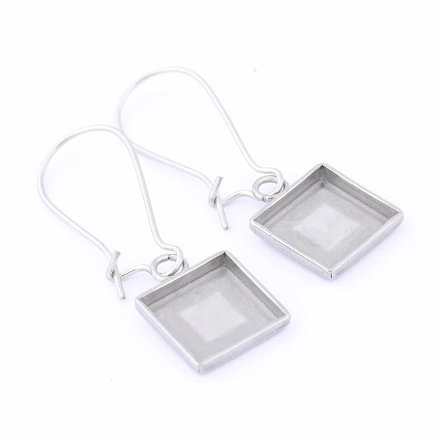 20 Ganci Orecchini In Acciaio Inox - Con Vassoi 10x25 Mm Per Cabochon