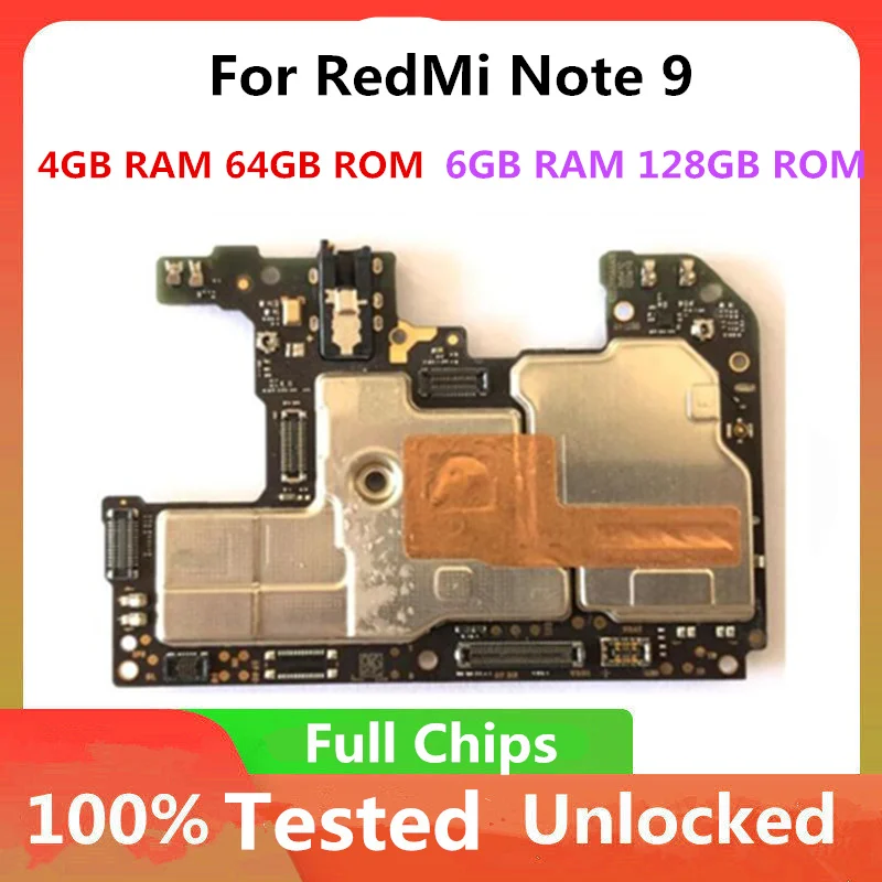 100% разблокированная материнская плата для Xiaomi RedMi Note 9 оригинальная основная