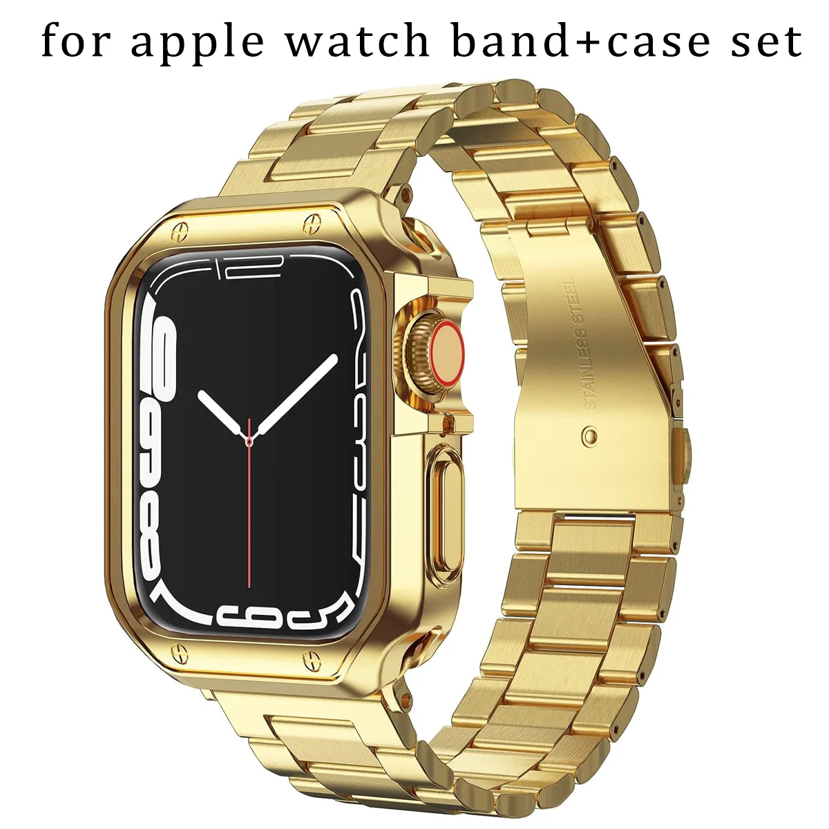 Premium Stainless Steel and TPU Watch Strap with Protective Case