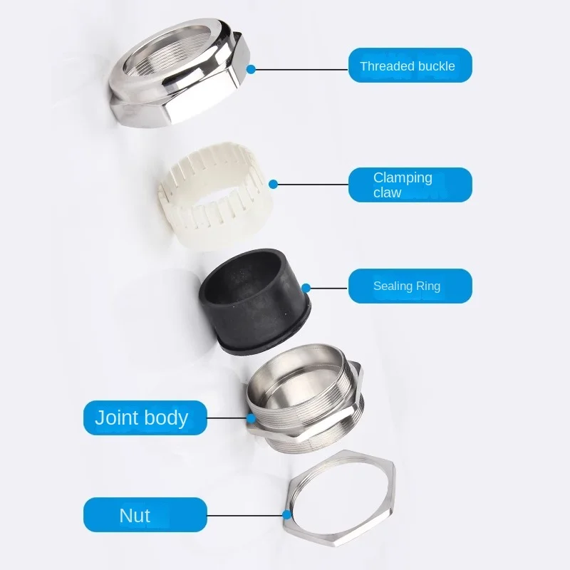 1Pcs Waterproof Cable Gland 304 Stainless Steel Glands IP68 PG7 PG9 M12 M16 Metal Joint PG13.5 M20*1.5 Cable Fixing Seal Joint electrical connector cable gland
