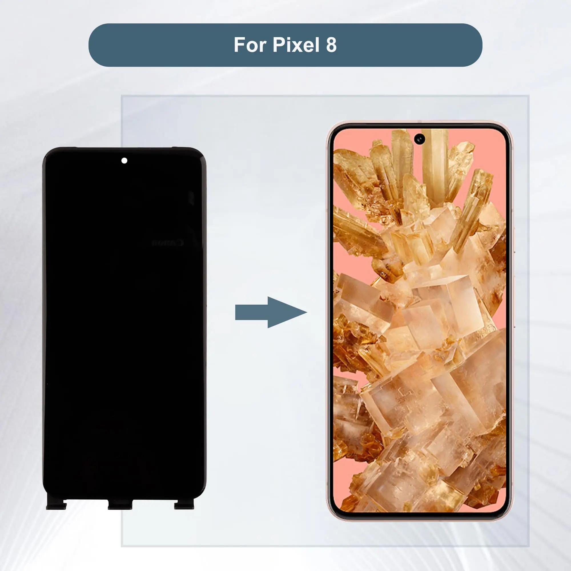 AMOLED LCD 디스플레이 터치 스크린 어셈블리, 구글 픽셀 8 5G, 픽셀 8 스크린 GKWS6 G9BQD LCD 디스플레이용 프레임 교체
