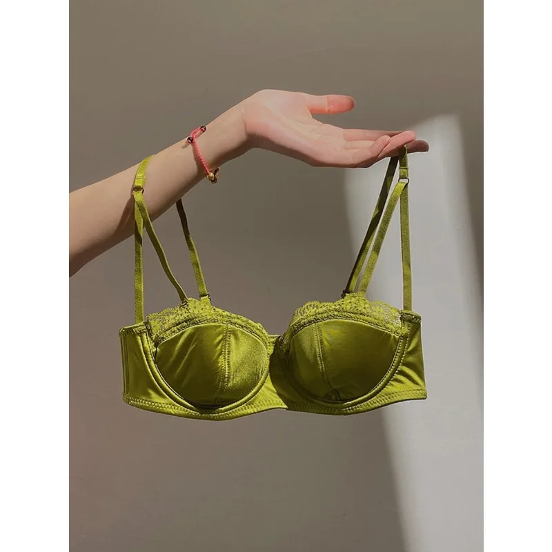 Ensemble de lingerie sexy tendance, soutien-gorge en dentelle demi-bonnet push-up à armatures fines, anti-affaissement, minimiseur de graisse sous les aisselles pour usage quotidien