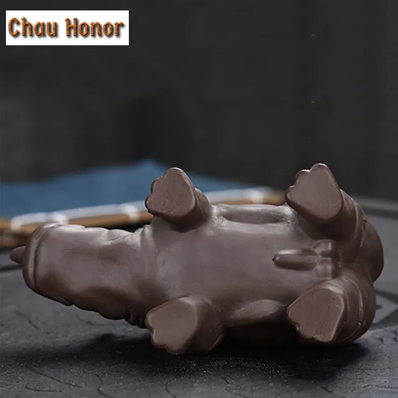 Exquisite Purple Clay Rhinoceros Ceramic Animal Figurines Zisha Tea Pet Crafts Household Office Tea Accessories Car Decoration