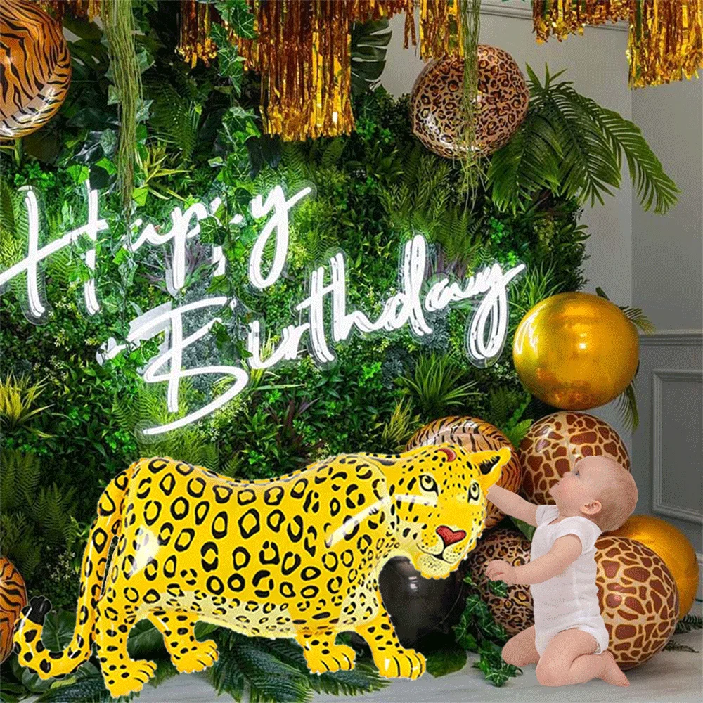Set Decorazioni Compleanno Ghepardo Leopardo: Striscione, Palloncini In Lattice E Lamina, Tovaglia PE, Per Festa A Tema Safari