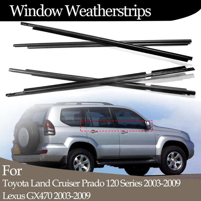 4PCS Car Outer Windows Rubber Weatherstrip For Toyota Land Cruiser
