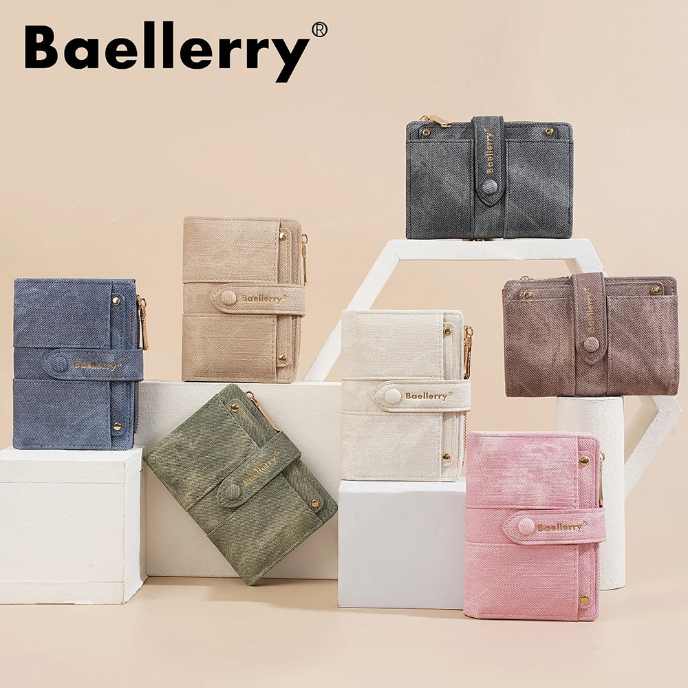 Cute Mini Wallet for Women, Baellerry Ins Fashion Cardholder with Wrist Strap, Small RFID Blocking Zip Around Coin Purse for Gir