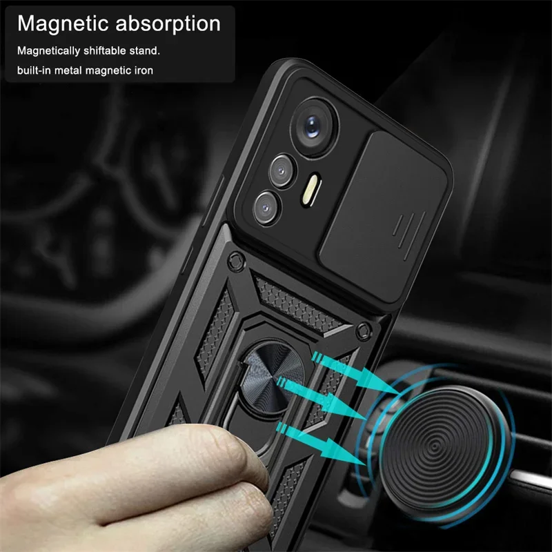 Rugged Military Grade Armor Phone Case with Magnetic Ring Stand Holder