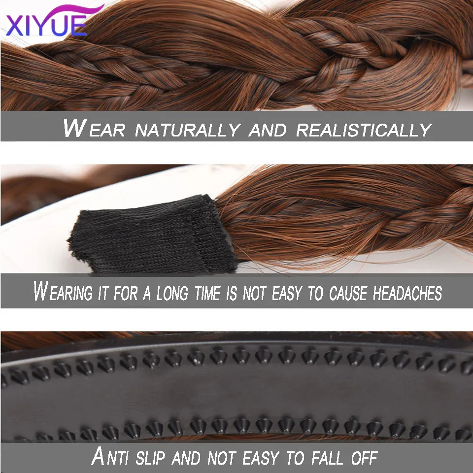 XIYUE  Gourd fish bone braid female wig headband headdress net red new manual braided hair high skull top Fried Dough Twists bra