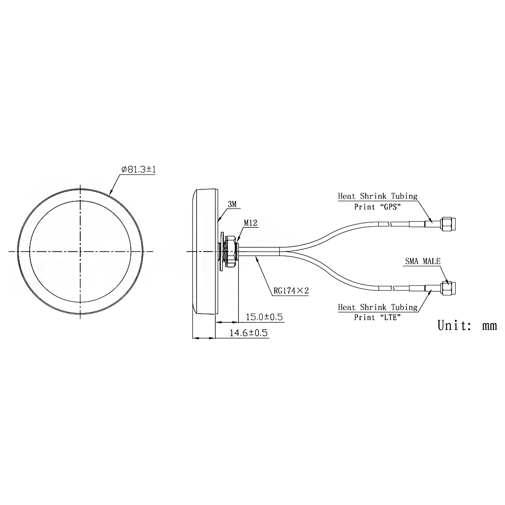 결합형 4G GPS GNSS 안테나 3G GSM UMTS LoRa NB-IoT 방수 야외용 나사 마운트 SMA Male