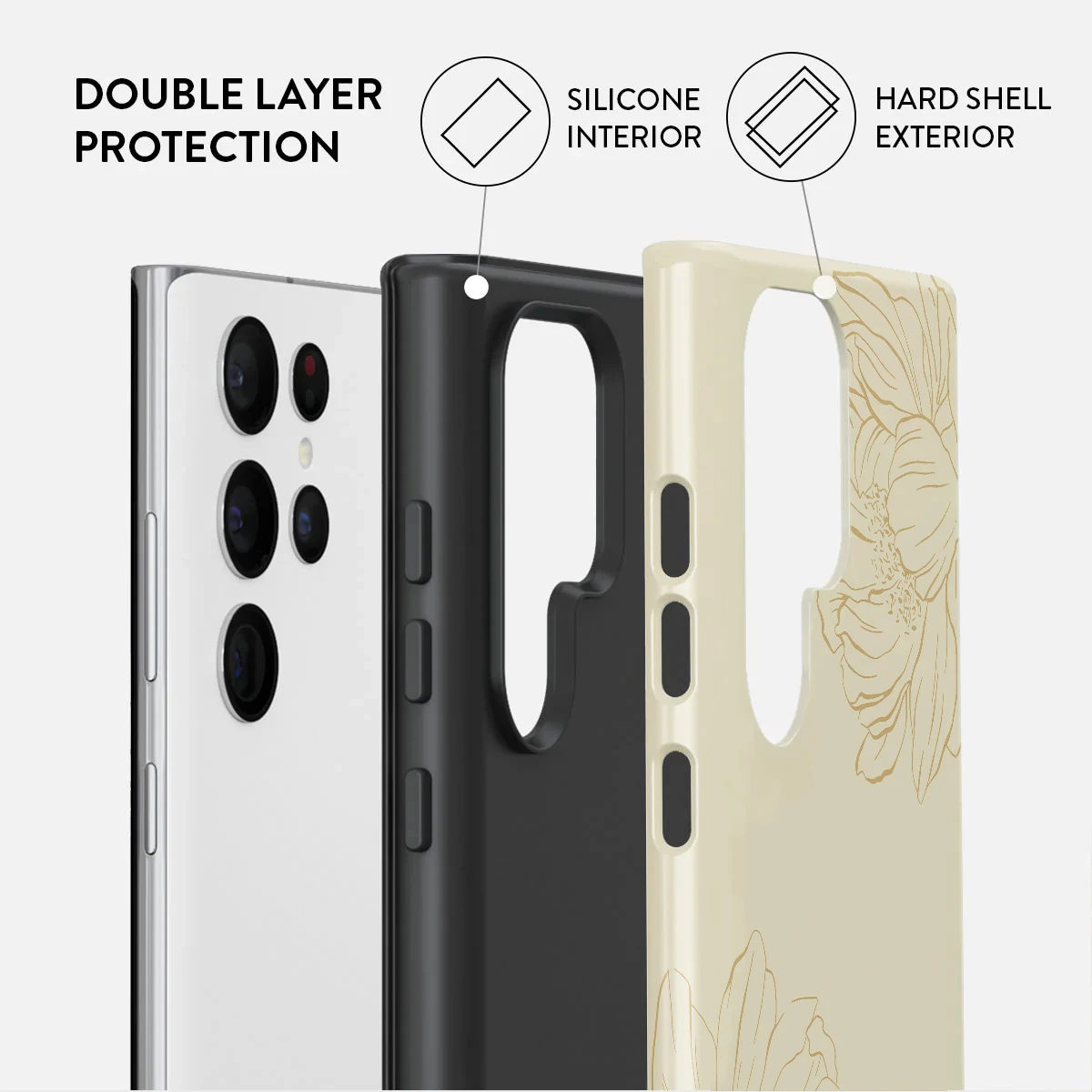Floral Line Art Shockproof Hard Acrylic Phone Case