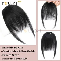 Franges en cheveux humains à clipser, cheveux raides, pièce de cheveux, franges françaises Remy pour femmes, faciles à porter et à enlever, postiche pour cheveux fins 2