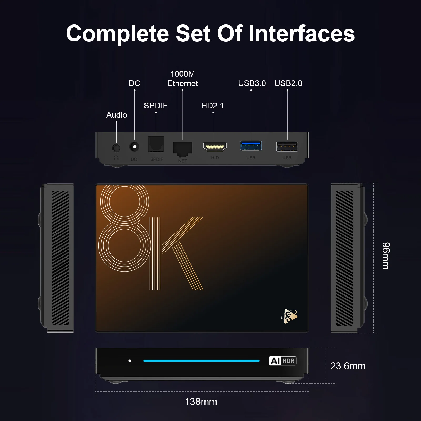 H96 MAX M9S AI VisionPQ Smart TV Box Android14 RK3576 8G 128G Support Super Resolution 8K Video Decoding Media Player