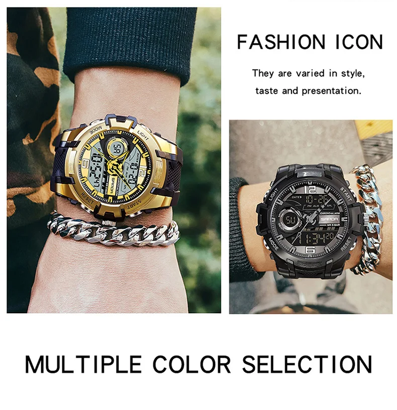 SANDA 6015 Orologio elettronico militare da uomo stile G Sport