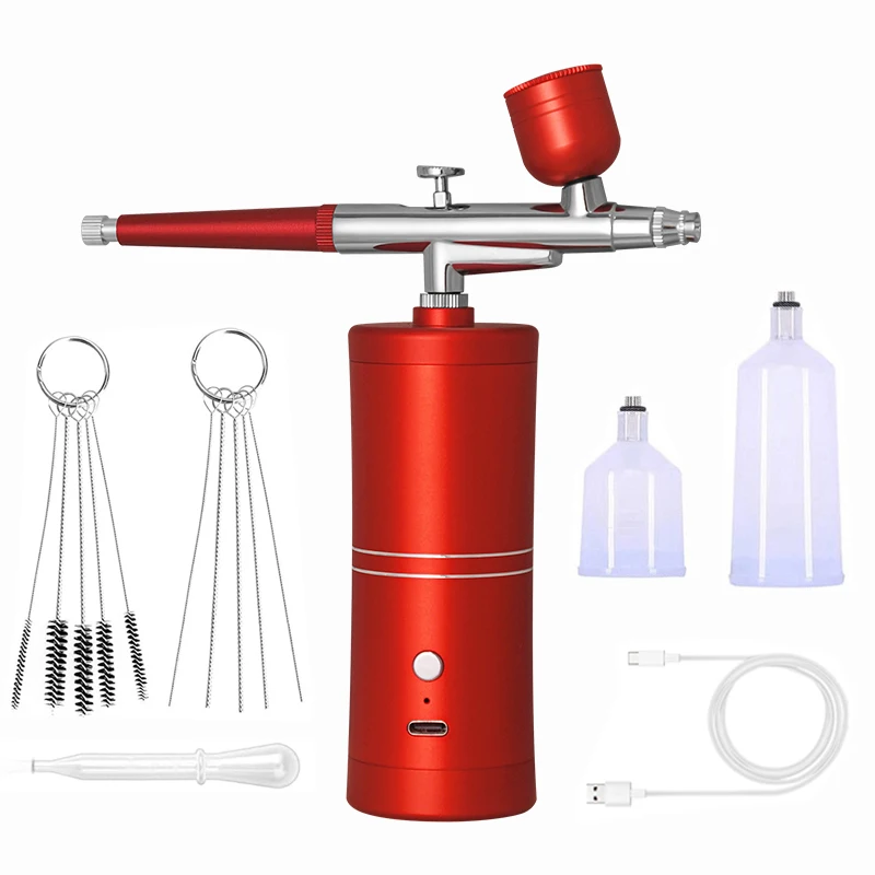 Portable Rechargeable Wireless Airbrush With Compressor Single Action Spray Gun For Face Beauty Nail Art Tattoo Craft Cake Paint airbrush nail