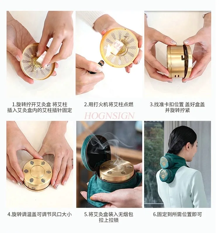 Smokeless moxibustion box two-piece household waist and abdomen portable moxibustion warm instrument wormwood