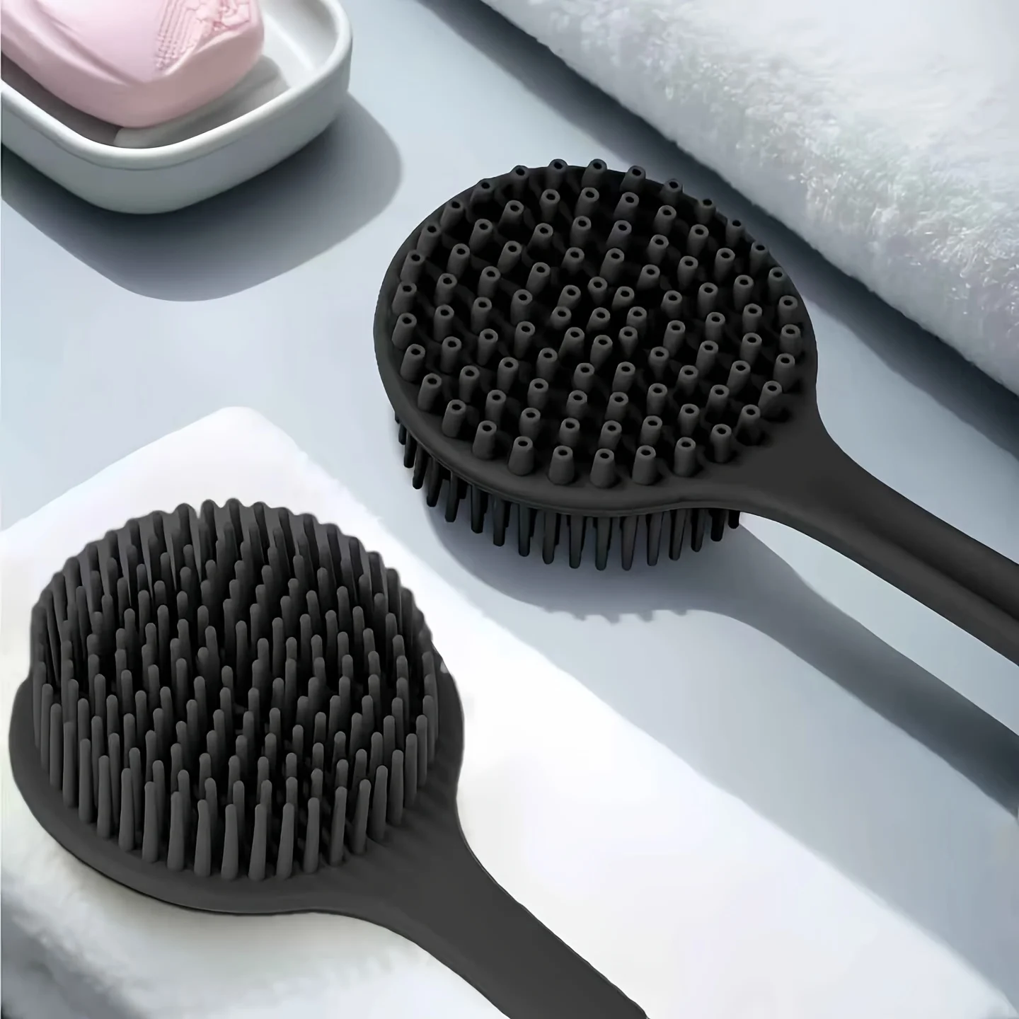 Soft Silicone Bath Brush Set with Non Slip Handle