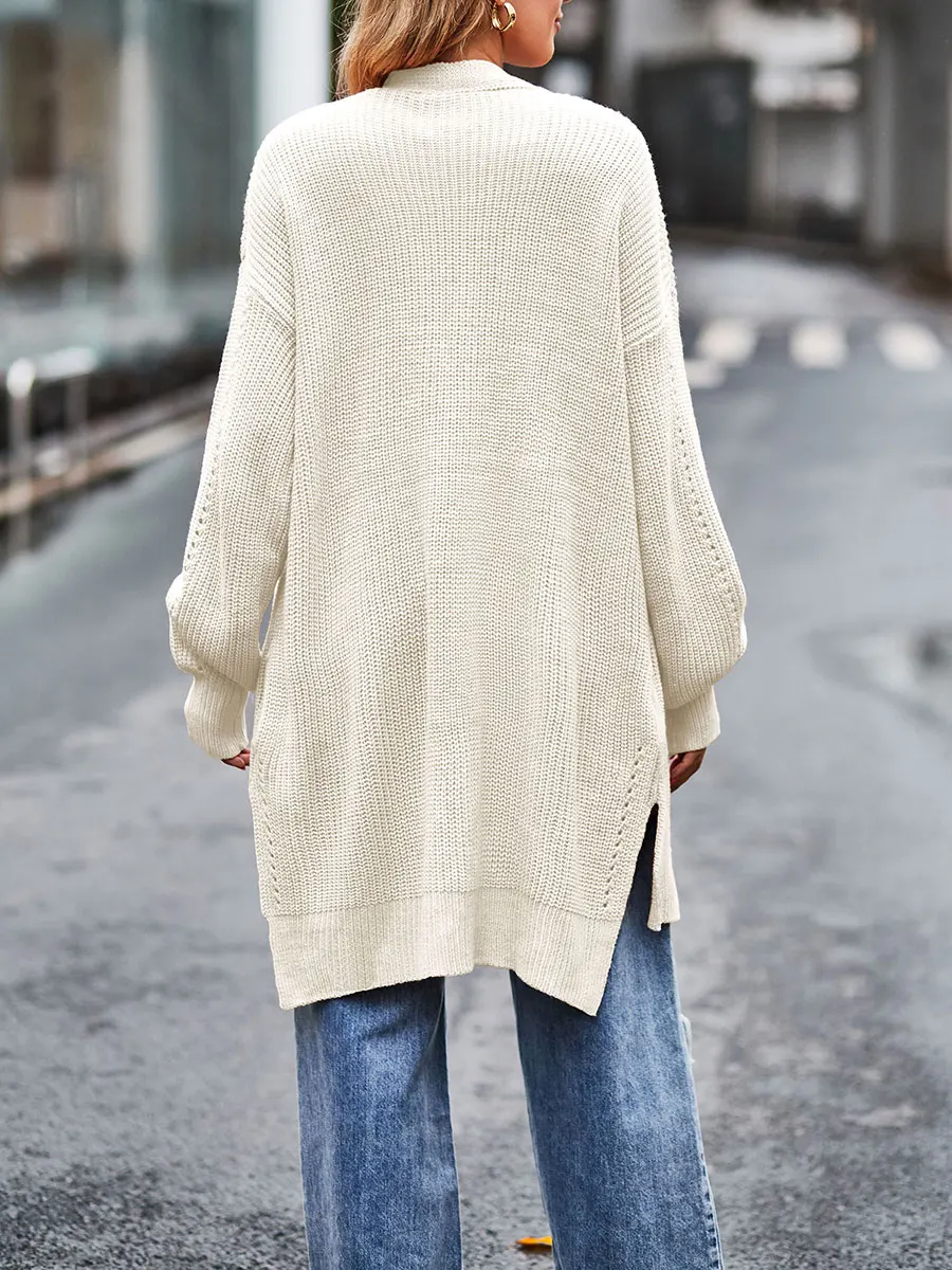 

Women s Sweater Open Front Long Sleeve Solid Color Knitted Casual Basic Drape Cardigan Knitwear with Pocket Fall Winter