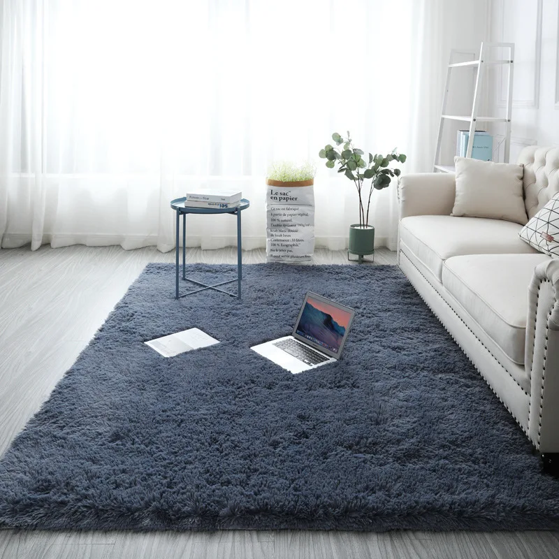 VIKAMA Modern Simple Tie-Dye Silk Wool Floor Mats Non-Slip Living Room Bedroom Stain-Resistant Carpet Home Decoration