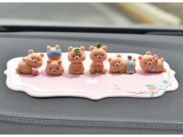 6pcs Resin Car Accessories Cute Bear Creative Car Center Console