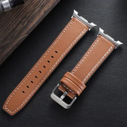 Premium Leather Watch Strap - Black Brown Wrist Band with Quick Release for Galaxy watch 8 40mm (Light Brown White)