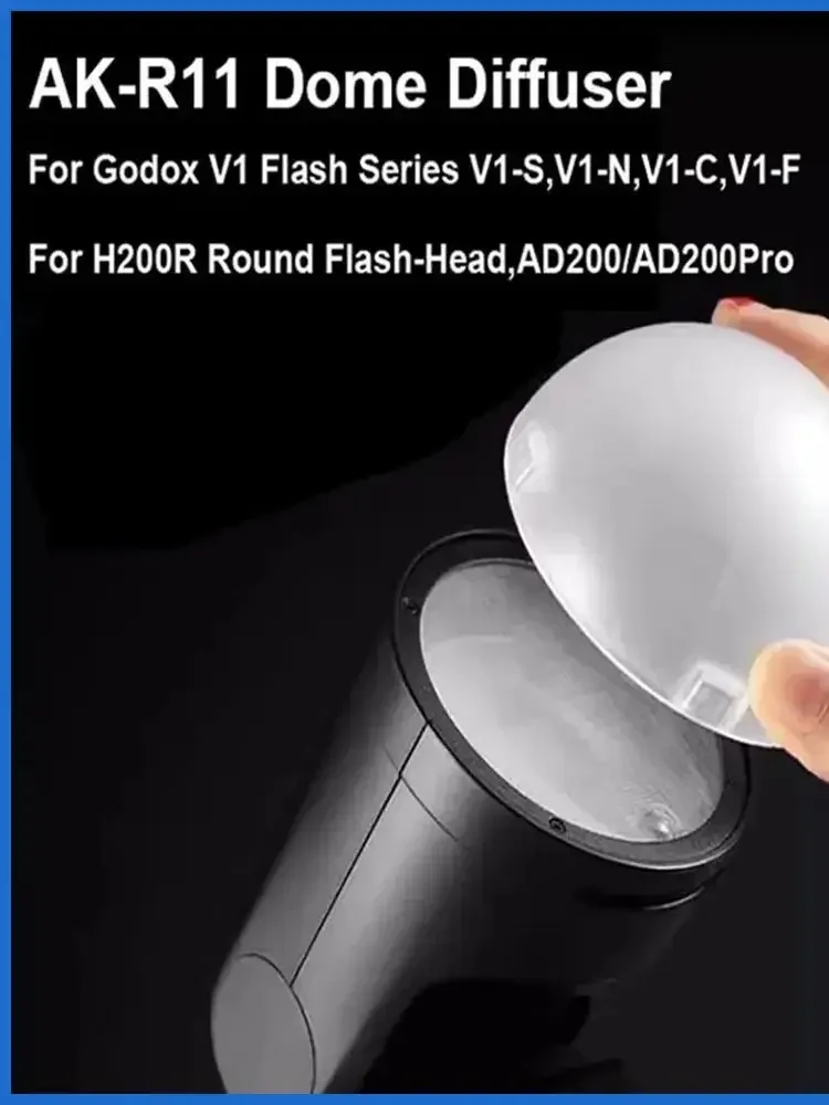 Description Picture 2 of itemAK-R11 Dome Diffuser Replacement for Godox V1 Round-Head Flash/for AD200/AD200Pro/for V1 Flash Series V1-S Spare Part