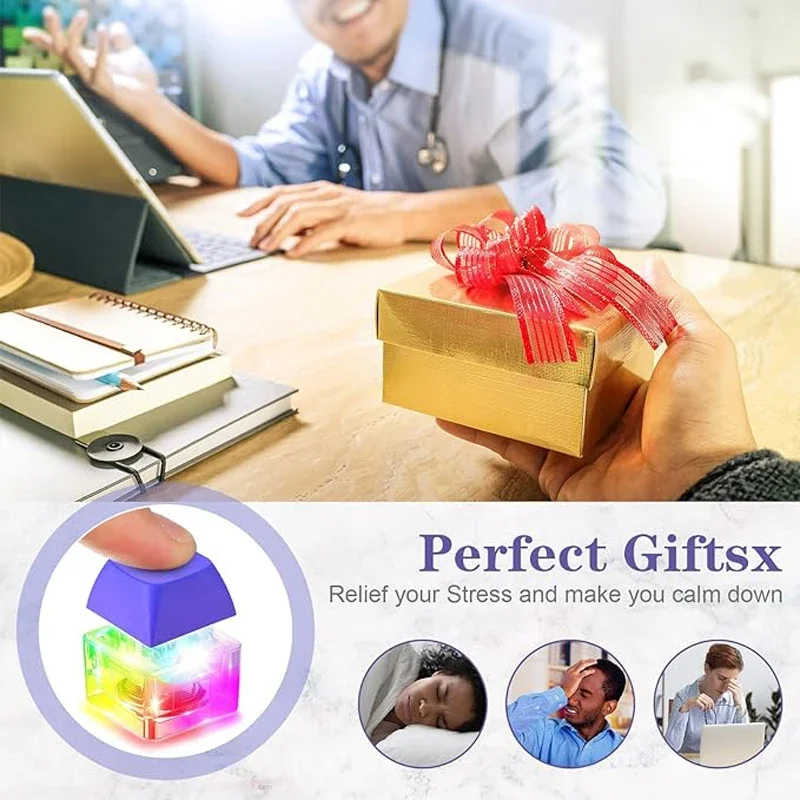 Single Key Keyboard Fidget Toys with LED Light Press Stress Relief Keyboard Caps Button Keychain Finger Toys fidget toy sensory fidget toy anti stress toy