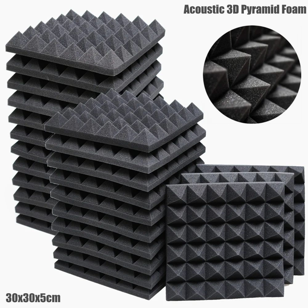 Acoustic Foam Panels Pyramid Recording Studio Wedge Tiles 2 X 12 X 12 Isolation Treatment for Walls and Ceiling 12 Pack, Pink 