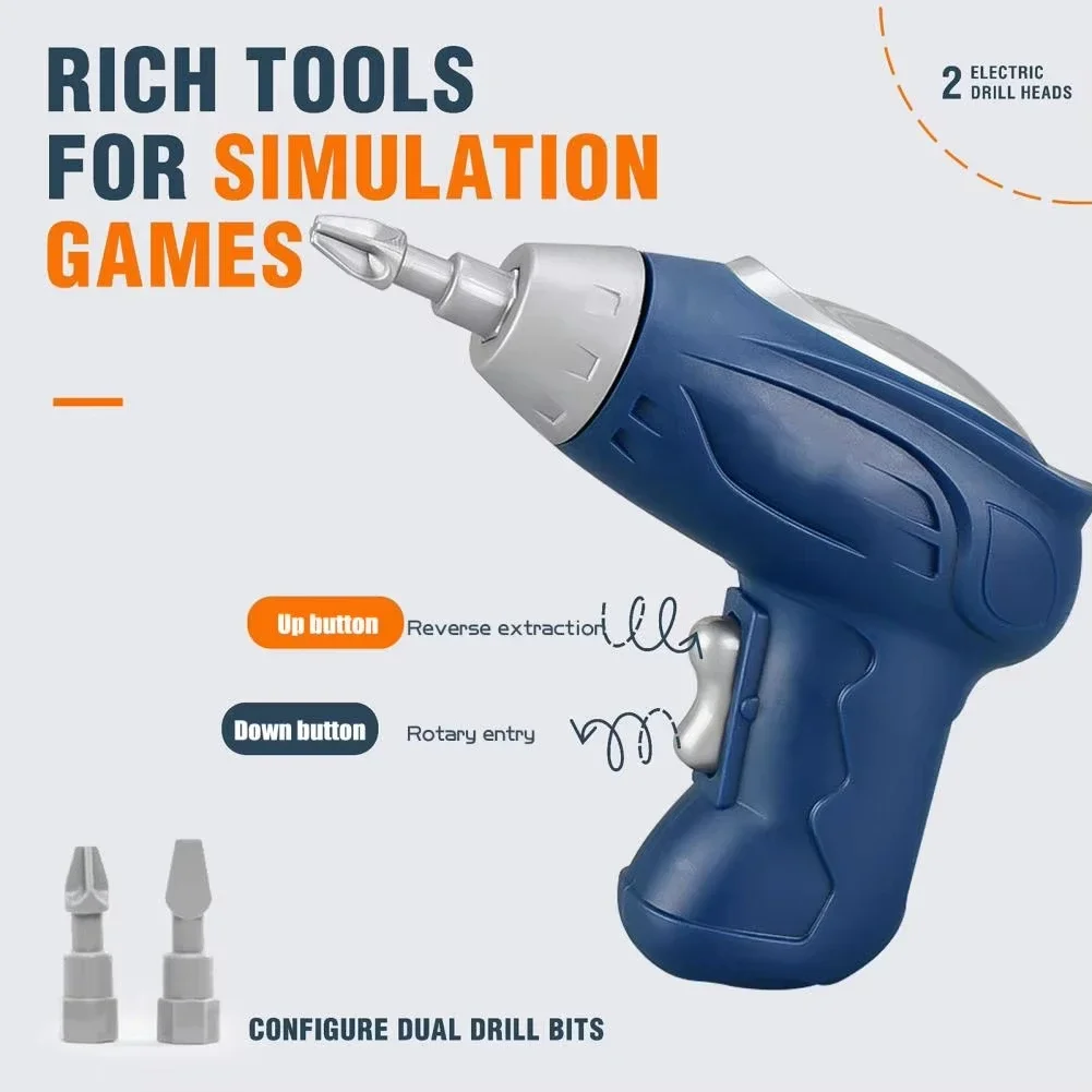 역할놀이 교육용 조립 공구함 장난감 전동 드라이버 나사 조립 수리 4-6세 몬테소리 어린이 수리 공구함 장난감