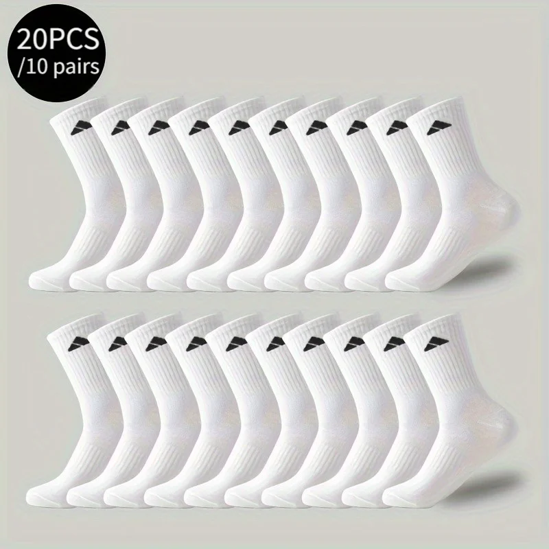 Calcetines deportivos para hombre 20 piezas/10 pares, calcetines deportivos transpirables blancos y negros, calcetines c