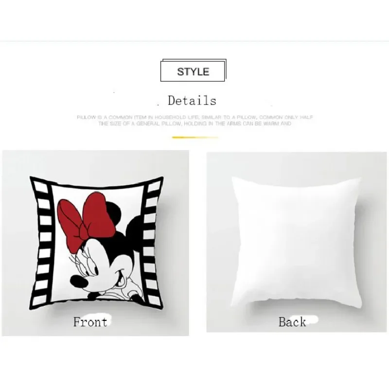 Cartoon White Black Mickey Minnie Mouse Cushion Cover Cute Decorative Pillowcases On Bed Sofa Baby Kids Birthday Gift 45x45cm cushion cover pillow case cover