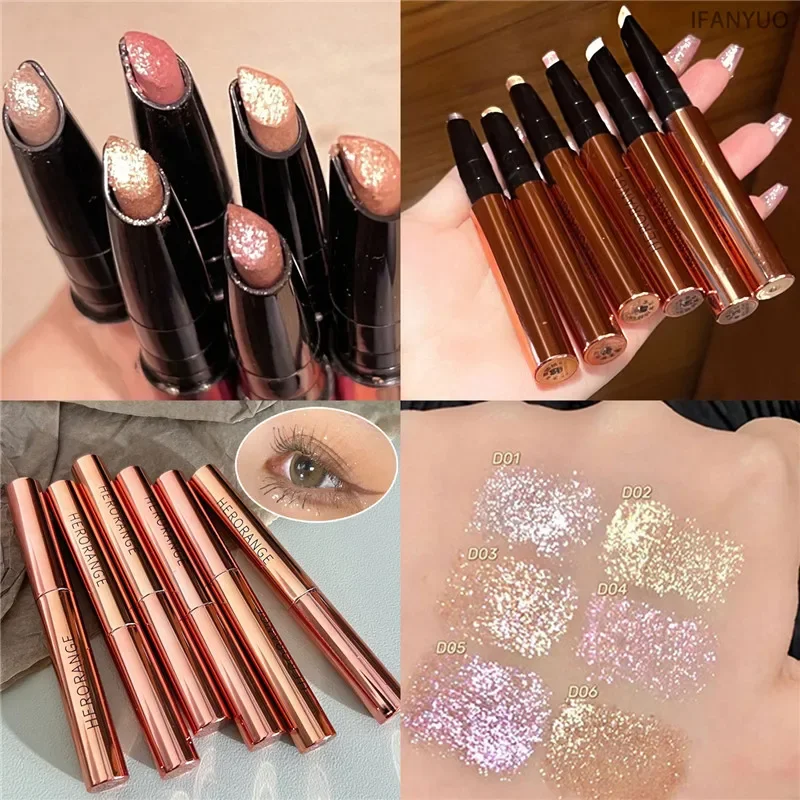 Glitter Eyeshadow Pencil Shiny Pearlescent Brighten Lying Silkworm Pen Eyeliner Highlighter Waterproof Makeup Tool Cosmetics eyeshadow pencil