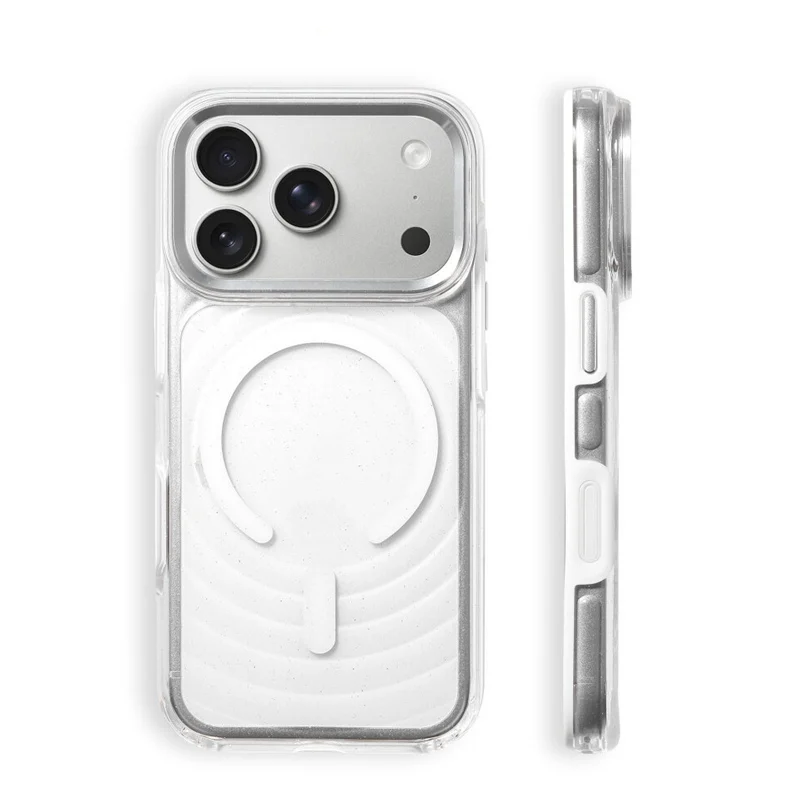 Bling Glitter Clear Ripple Magnetic Phone Case with Touch Camera Button and Wireless Charging
