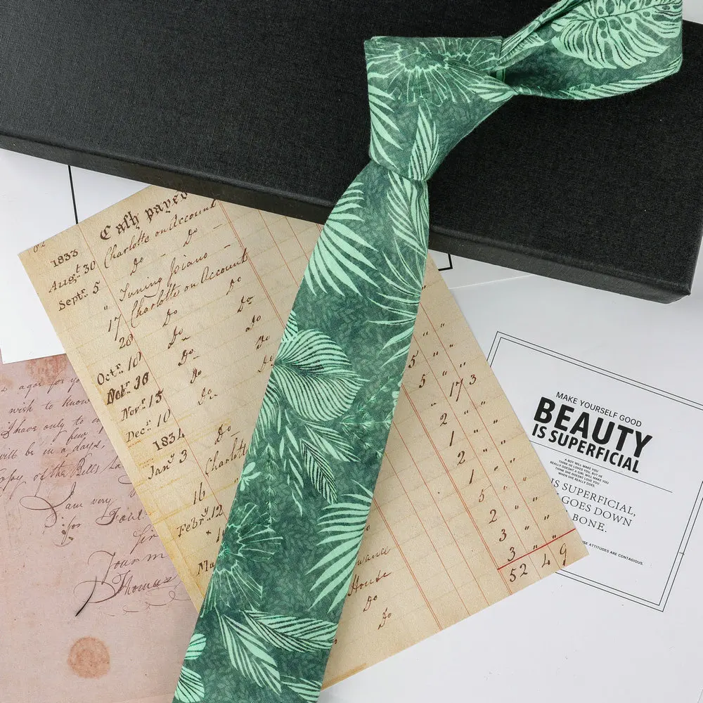 Neue 6CM Herren-Krawatte mit Druckmustern, klassische Krawatten für Männer, Bräutigam, Baumwolle, Hochzeit, Blumenmuster, Business-Hemden, Krawatten-Accessoires – Detail 7