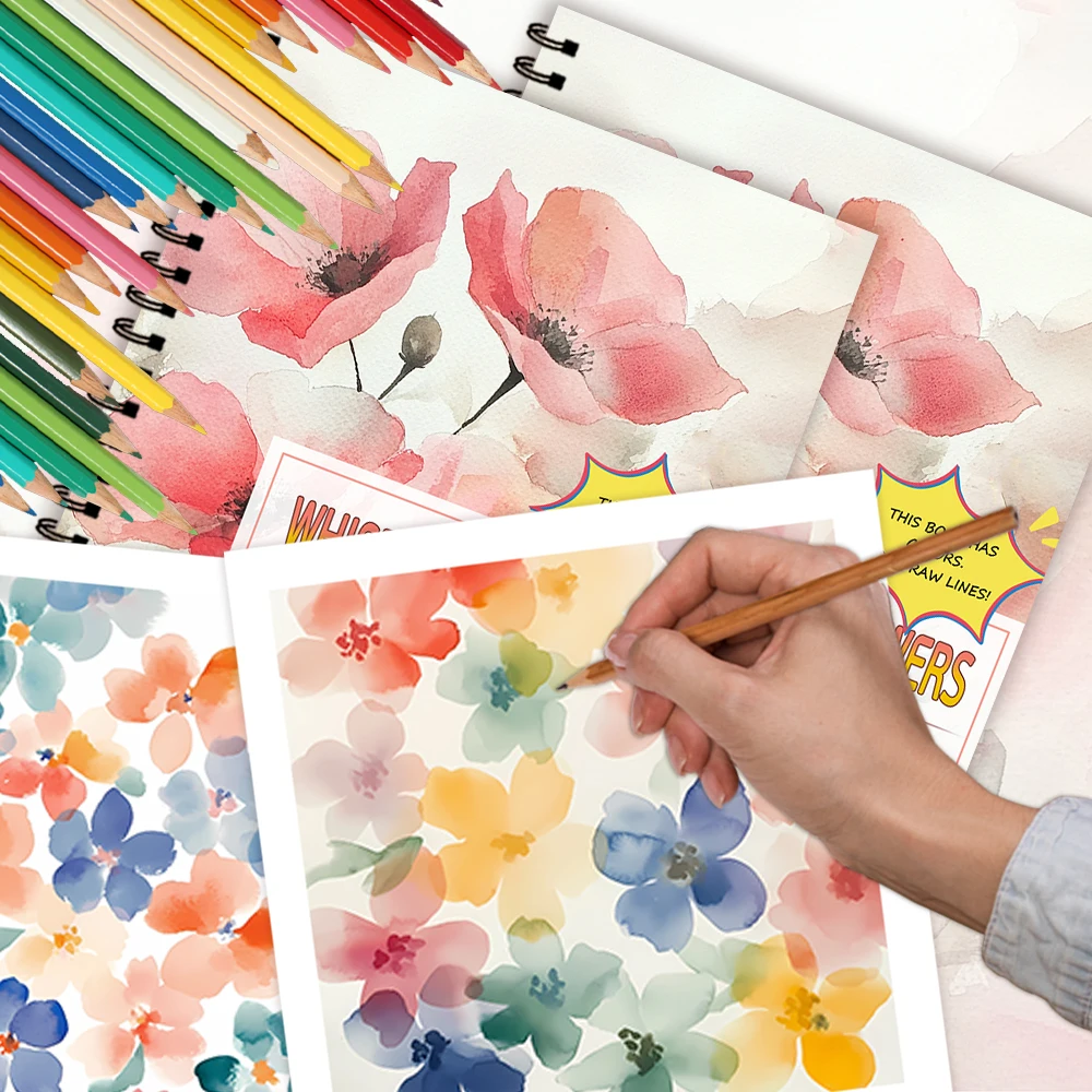 1pc, Floral Reverse Colouring Book, 30 sheets of 100gsm, Relaxing & Creative Lines ‘All You Need Is A Pen Book’ Birthday Gift 5