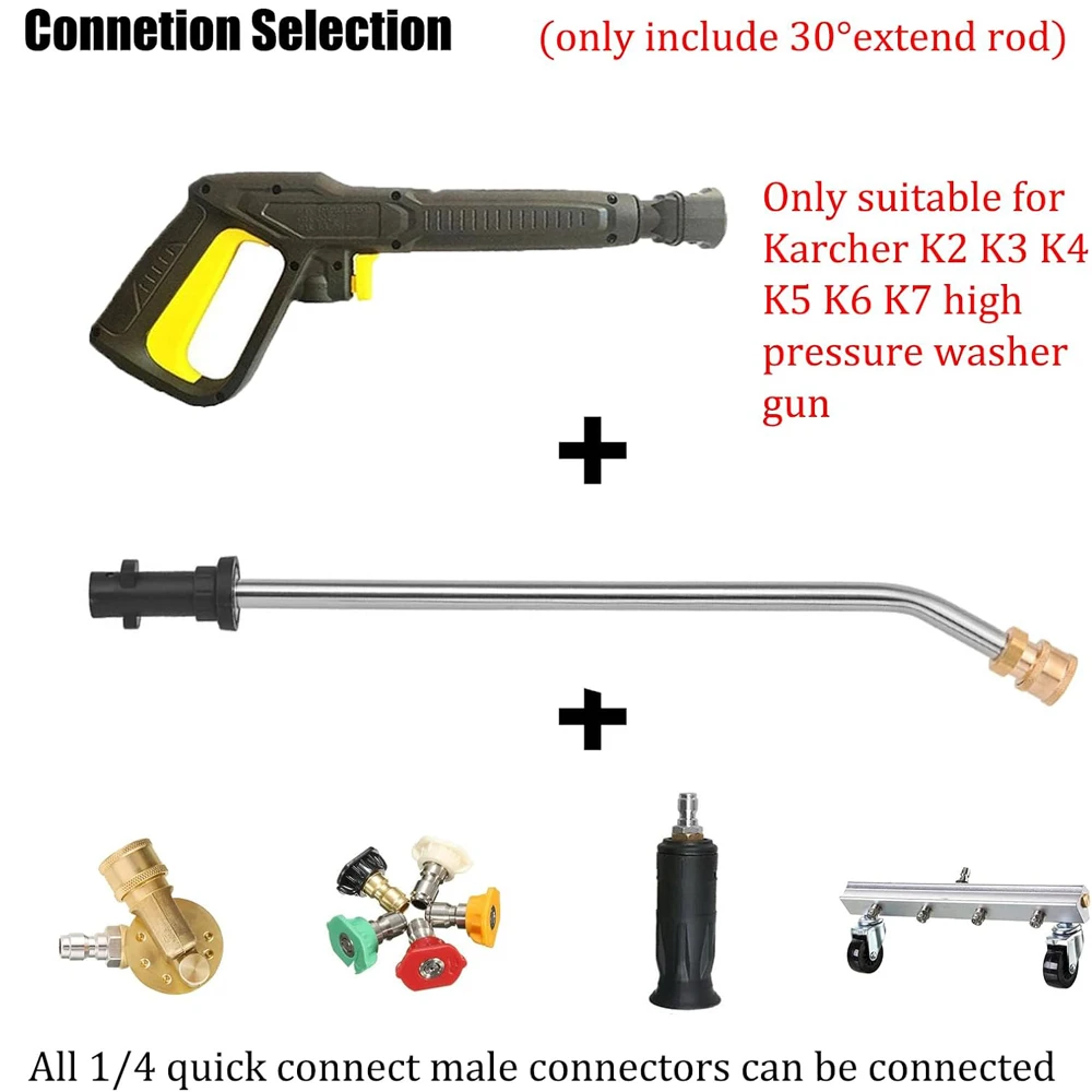 Car Wash Water Gun Pressure Washer Gun High Pressure Water Gun 1/4 Inch Rod Water Gun Extension for Karcher