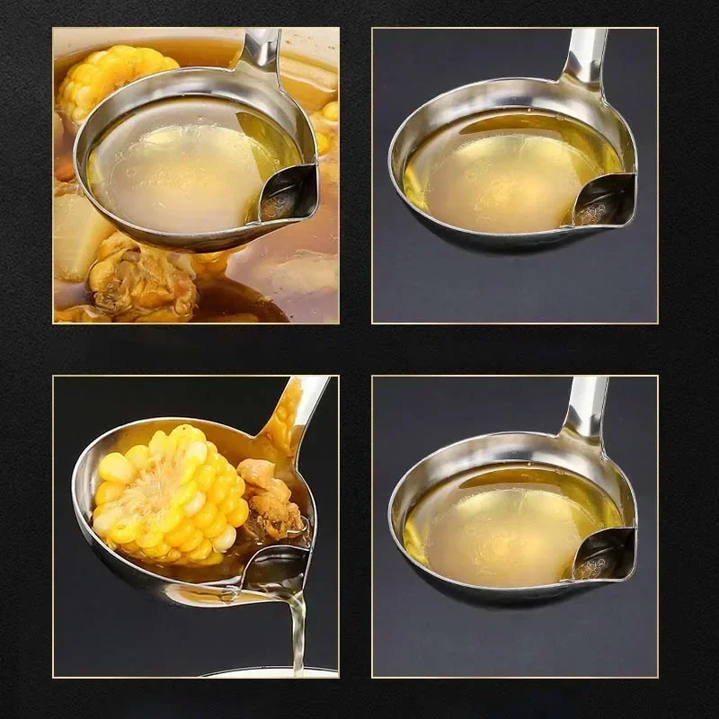 Stainless Steel Colander Spoon Soup Gravy Oil Fat Separator Yogurt Skimmer Kitchen Accessories