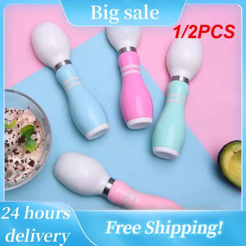 

1/2PCS Dessert Spoon Green Smooth Operation Brightly Colored Color Marking Comfortable Grip Ice Cream Spoon