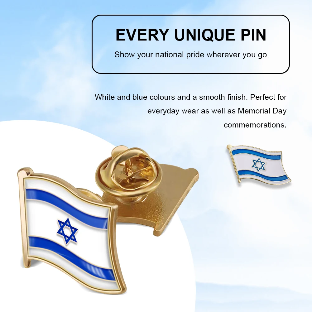 1/5/10PCS Israel Flag Pin Metal Enamel Badge Brooch Waving National Flag Style Flag Badge Brooch Clip Clothes Bags Accessories