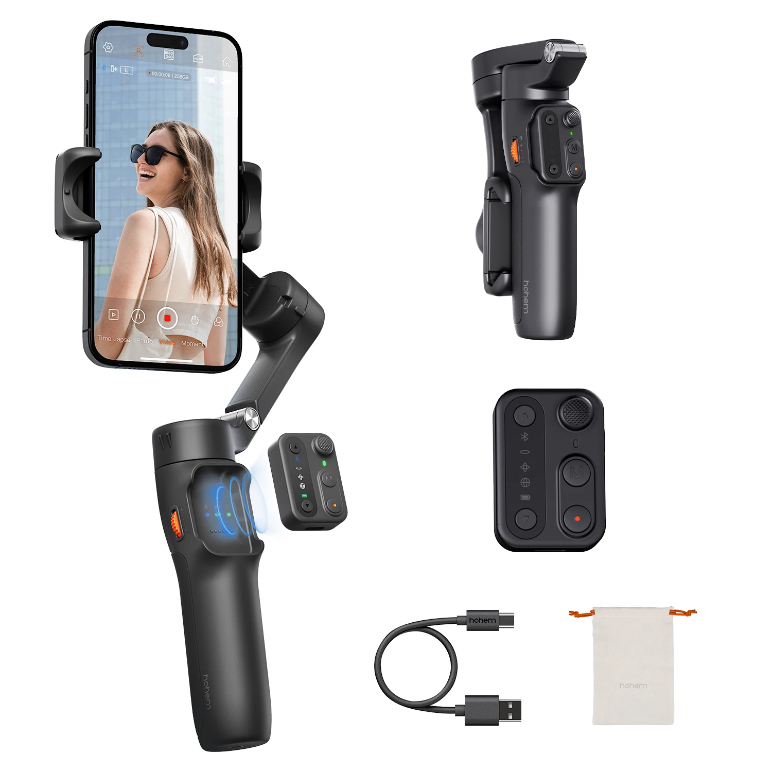 hohem X3 SE 【脱着式リモコン付き】 Amazon.co.jp: hohem X3 SE ジンバル 3軸スマホジンバル 着脱式