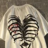 Hip Hop Women T-shirt Street Love Skeleton Print Short Sleeved Loose Top Clothes Oversized T Shirt Clothing Streetwear Tops Tee 1