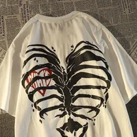 Hip Hop Women T-shirt Street Love Skeleton Print Short Sleeved Loose Top Clothes Oversized T Shirt Clothing Streetwear Tops Tee 1